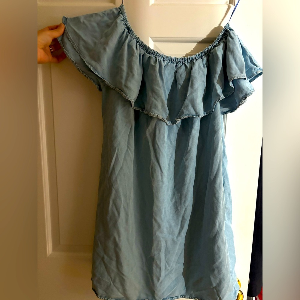 Zara woman denim off the shoulder dress